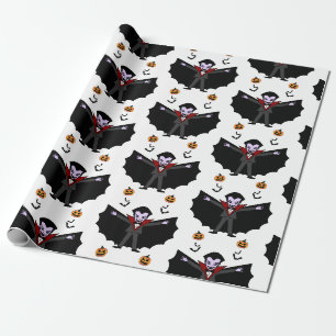 Spooky Halloween Costume Party Dracula Vampire Wrapping Paper