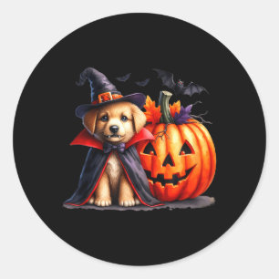 Spooky Halloween Costume Pumpkin Dog Classic Round Sticker
