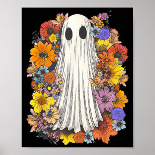 Spooky Halloween Costume Scary Floral Ghost Poster