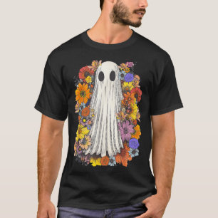 Spooky Halloween Costume Scary Floral Ghost T-Shirt