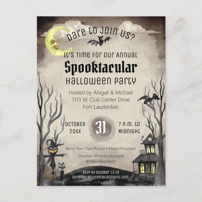 Spooky Halloween Costume Spooktacular Sepia Tone Postcard (Front)