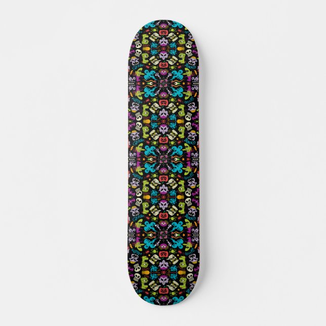 Spooky Halloween creatures in cool pattern design Skateboard (Front)