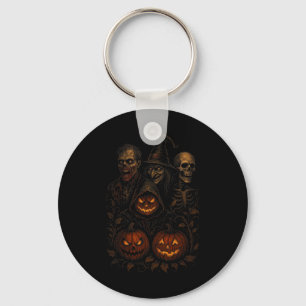 Spooky Halloween Creepy Pumpkin Scary Witch Zombie Key Ring