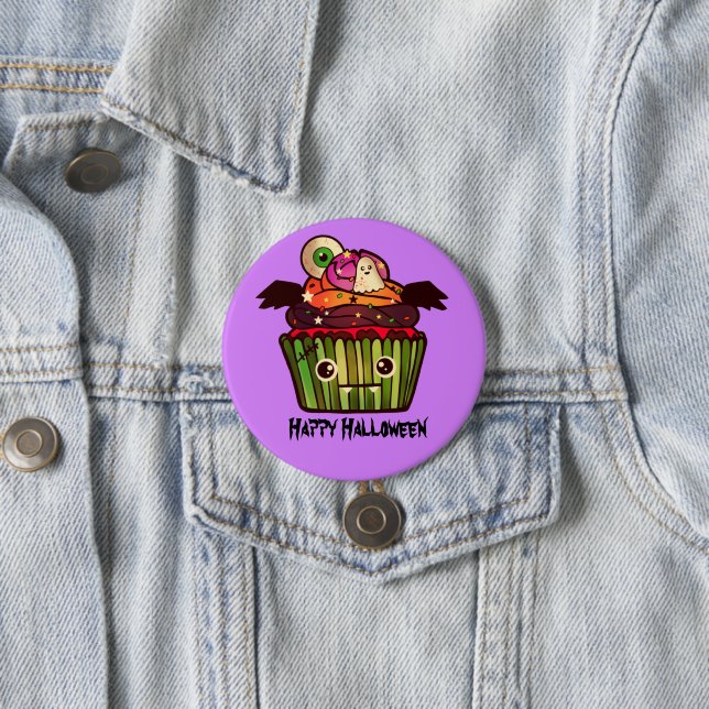 Spooky Halloween Cupcake 7.5 Cm Round Badge (In Situ)