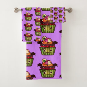 Spooky Halloween Cupcake  Bath Towel Set