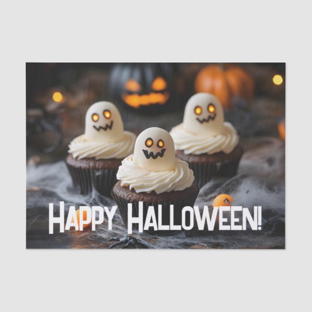 Spooky Halloween cupcakes Design Tissue Paper (Front)