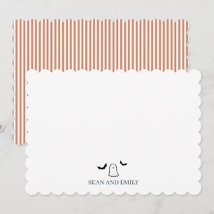 Spooky Halloween Custom Stationary Ghost Bats Thank You Card