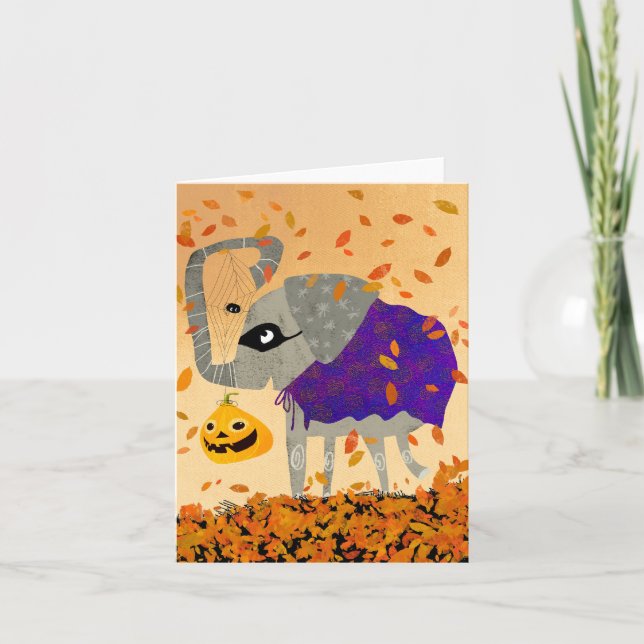 Spooky Halloween Cute Elephant BLANK Greeting Card (Front)