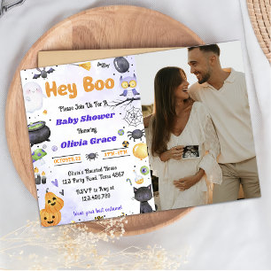 Spooky Halloween Cute Ghost Baby Shower Party Invitation