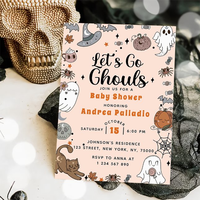 Spooky Halloween Cute Ghost Baby Shower Party Invitation (Creator Uploaded)