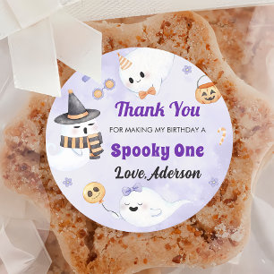  Spooky Halloween Cute Ghost Birthday Party  Classic Round Sticker