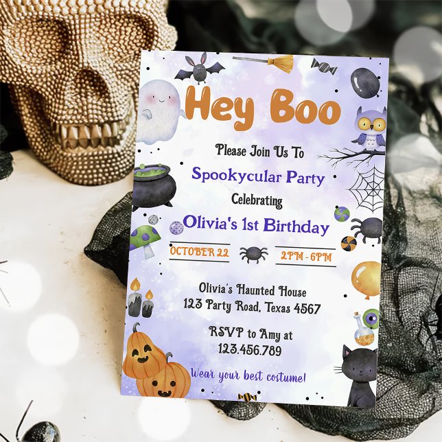 Spooky Halloween Cute Ghost Birthday Party Invitation (Creator Uploaded)