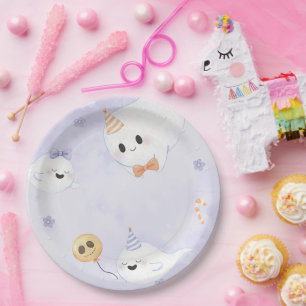 Spooky Halloween Cute Ghost Birthday Party Paper Plate