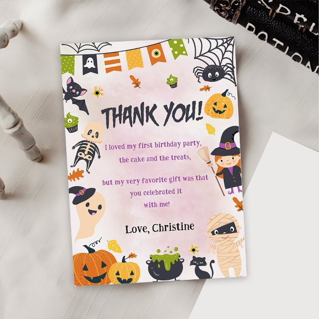 Spooky Halloween Cute Ghost Thank You Card (Creator Uploaded)