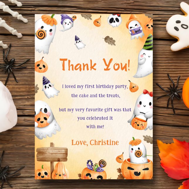 Spooky Halloween Cute Ghost Thank You  Invitation (Creator Uploaded)