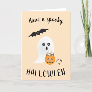 Spooky Halloween Cute Ghost Trick Or Treating Boo Holiday Card