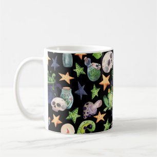 Spooky Halloween: Dark Hand-Drawn Pattern. Coffee Mug