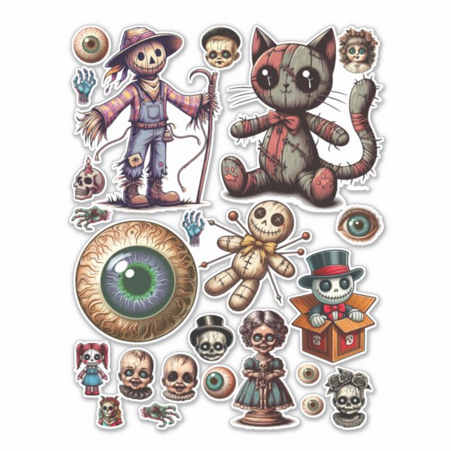 Spooky Halloween dark horror ARt Collage sheet  (Front)