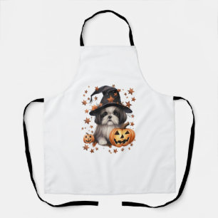 Spooky Halloween Dog Graphic For Women Kids Shih T Apron