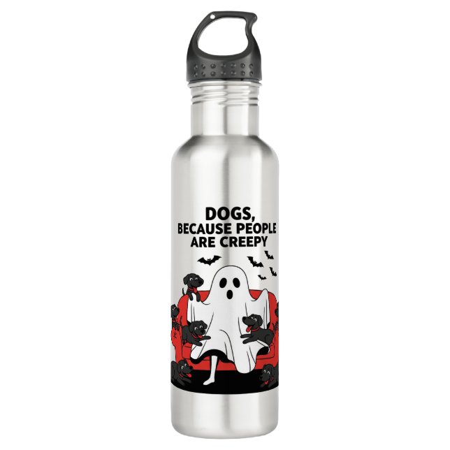 Spooky Halloween Dog Spooky Ghost 23 710 Ml Water Bottle (Front)