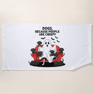 Spooky Halloween Dog Spooky Ghost 23 Beach Towel