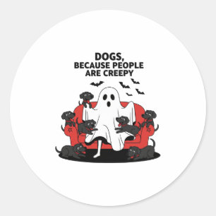 Spooky Halloween Dog Spooky Ghost 23 Classic Round Sticker