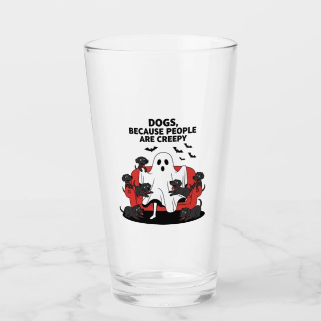 Spooky Halloween Dog Spooky Ghost 23 Glass (Front)