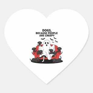 Spooky Halloween Dog Spooky Ghost 23 Heart Sticker