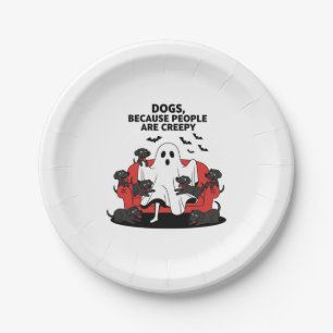 Spooky Halloween Dog Spooky Ghost 23 Paper Plate