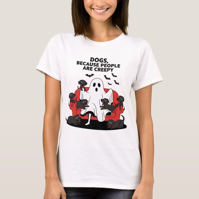 Spooky Halloween Dog Spooky Ghost 23 T-Shirt (Front)