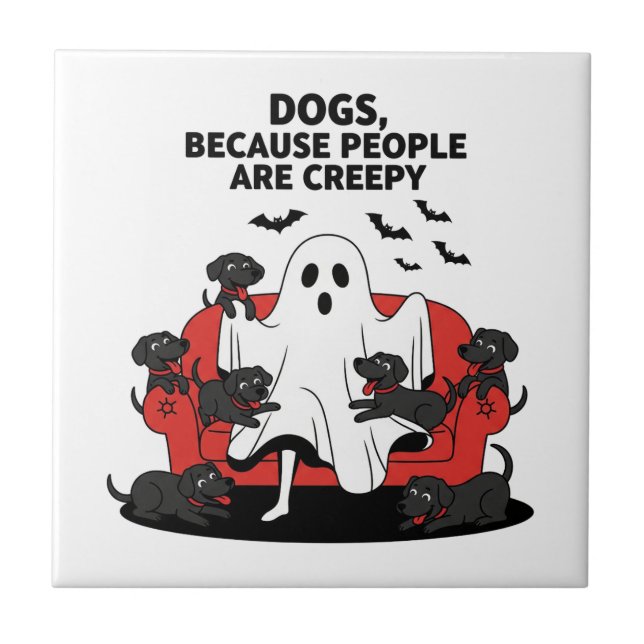 Spooky Halloween Dog Spooky Ghost 23 Tile (Front)