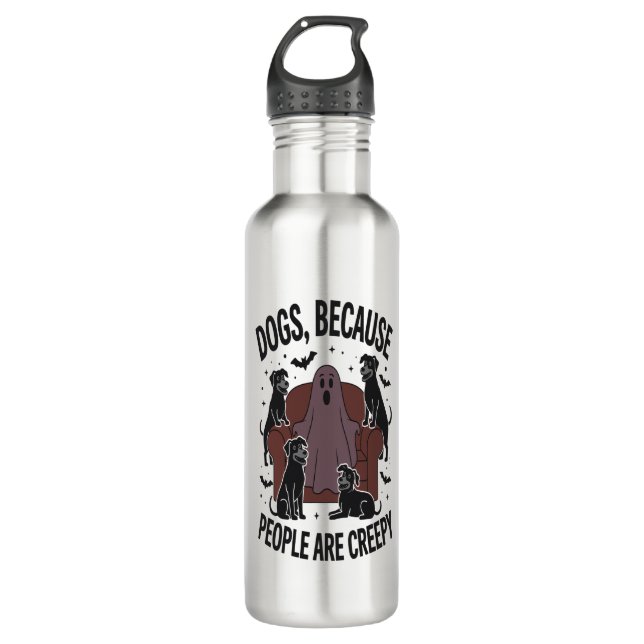 Spooky Halloween Dog Spooky Ghost 2 710 Ml Water Bottle (Front)