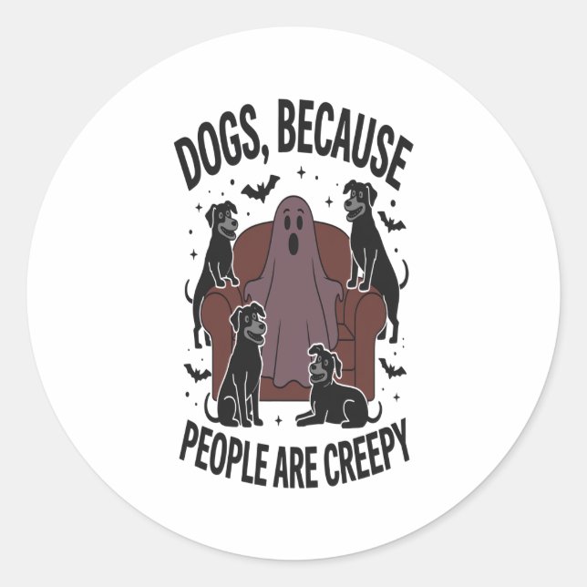 Spooky Halloween Dog Spooky Ghost 2 Classic Round Sticker (Front)