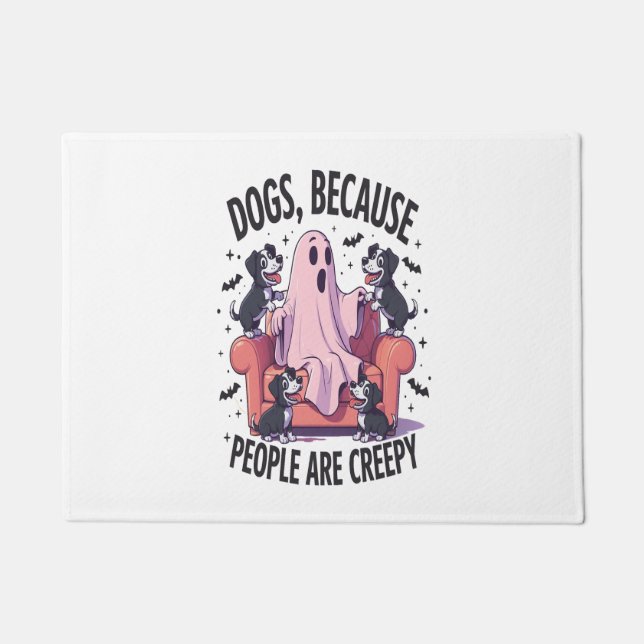 Spooky Halloween Dog Spooky Ghost (2) Doormat (Front)