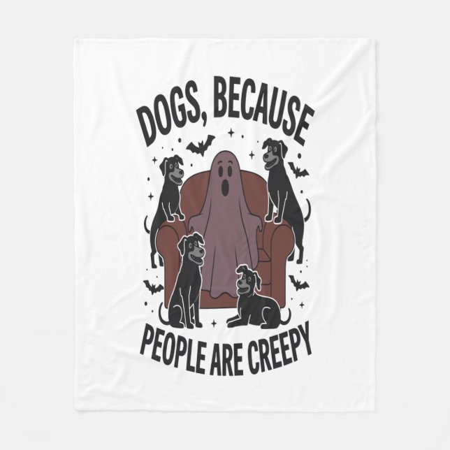 Spooky Halloween Dog Spooky Ghost 2 Fleece Blanket (Front)