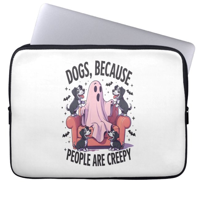 Spooky Halloween Dog Spooky Ghost (2) Laptop Sleeve (Front)