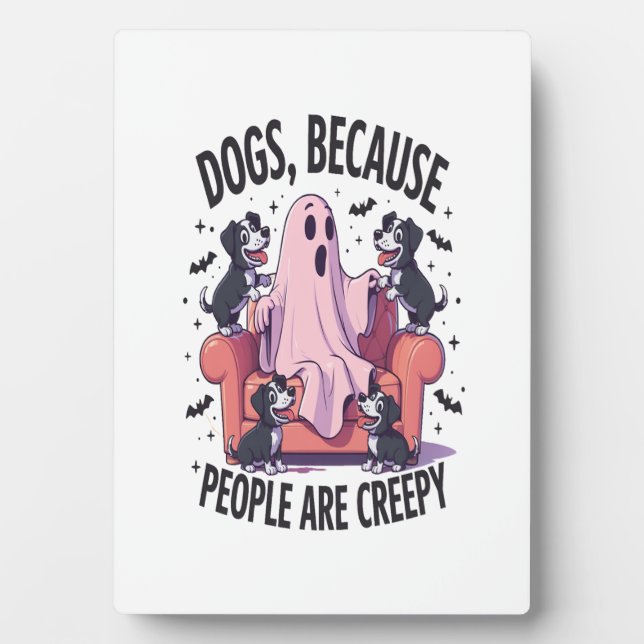 Spooky Halloween Dog Spooky Ghost (2) Plaque (Front)