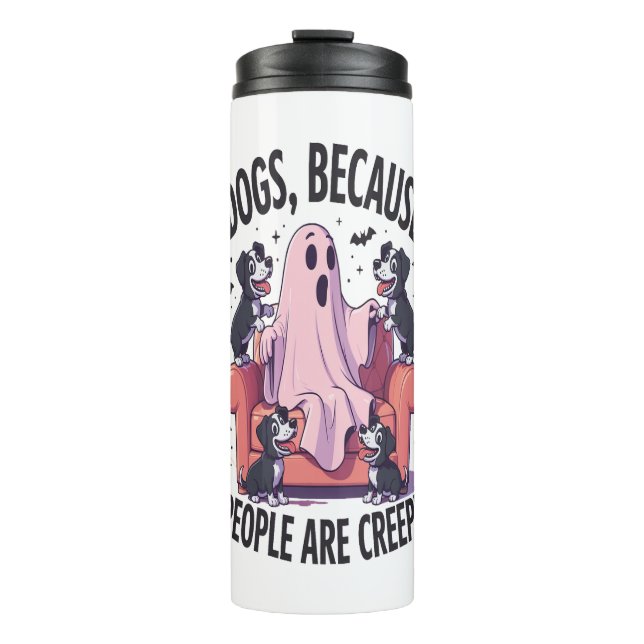 Spooky Halloween Dog Spooky Ghost (2) Thermal Tumbler (Front)