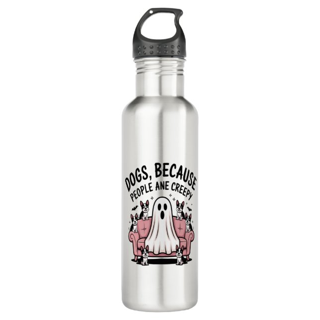 Spooky Halloween Dog Spooky Ghost 710 Ml Water Bottle (Front)