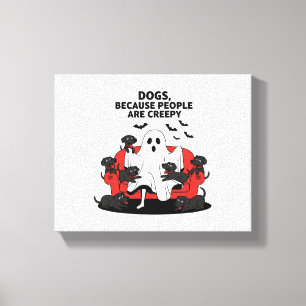 Spooky Halloween Dog Spooky Ghost Canvas Print