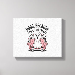 Spooky Halloween Dog Spooky Ghost Canvas Print