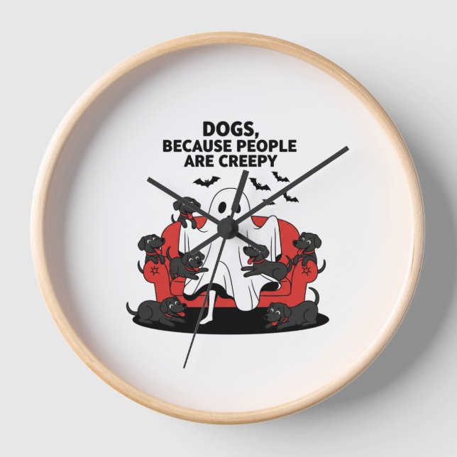 Spooky Halloween Dog Spooky Ghost Clock (Front)