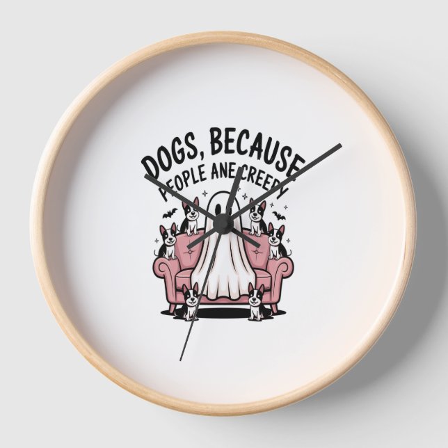 Spooky Halloween Dog Spooky Ghost Clock (Front)