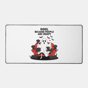 Spooky Halloween Dog Spooky Ghost Desk Mat