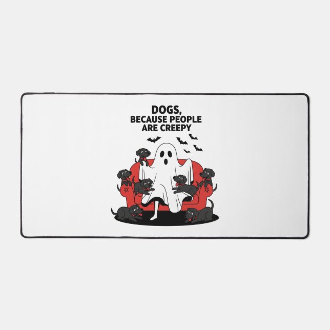 Spooky Halloween Dog Spooky Ghost Desk Mat (Front)