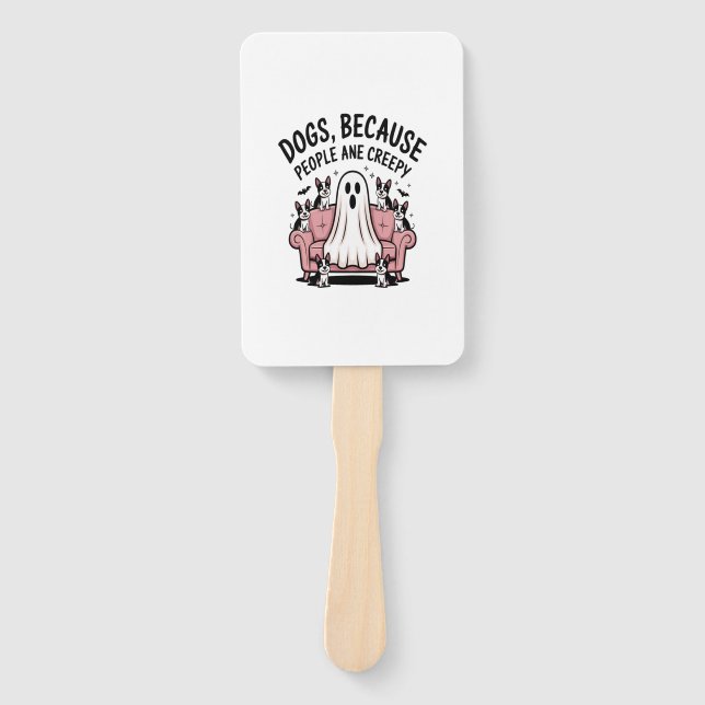 Spooky Halloween Dog Spooky Ghost Hand Fan (Front)