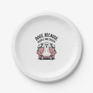 Spooky Halloween Dog Spooky Ghost Paper Plate