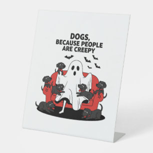 Spooky Halloween Dog Spooky Ghost Pedestal Sign