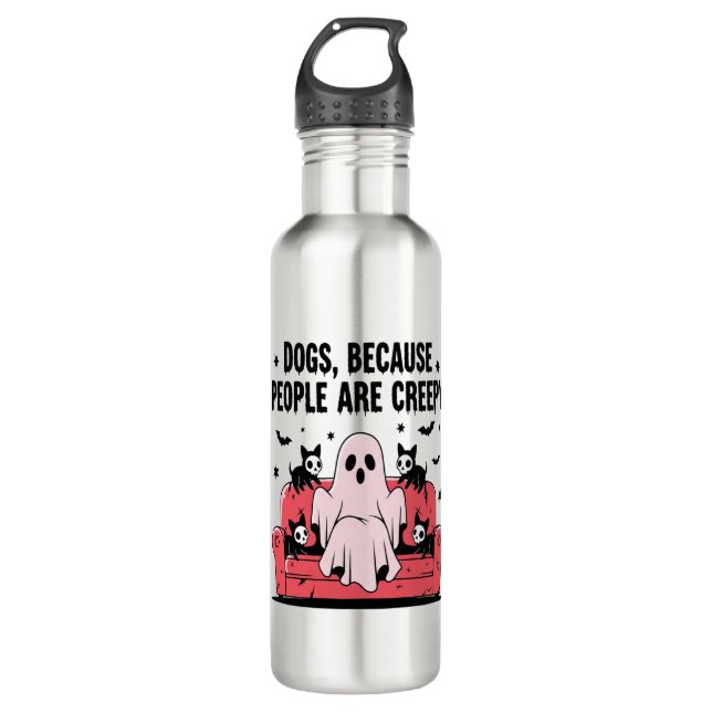 Spooky Halloween Dog Spooky Ghost Png 2 710 Ml Water Bottle (Front)