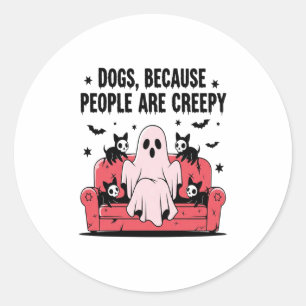 Spooky Halloween Dog Spooky Ghost Png 2 Classic Round Sticker